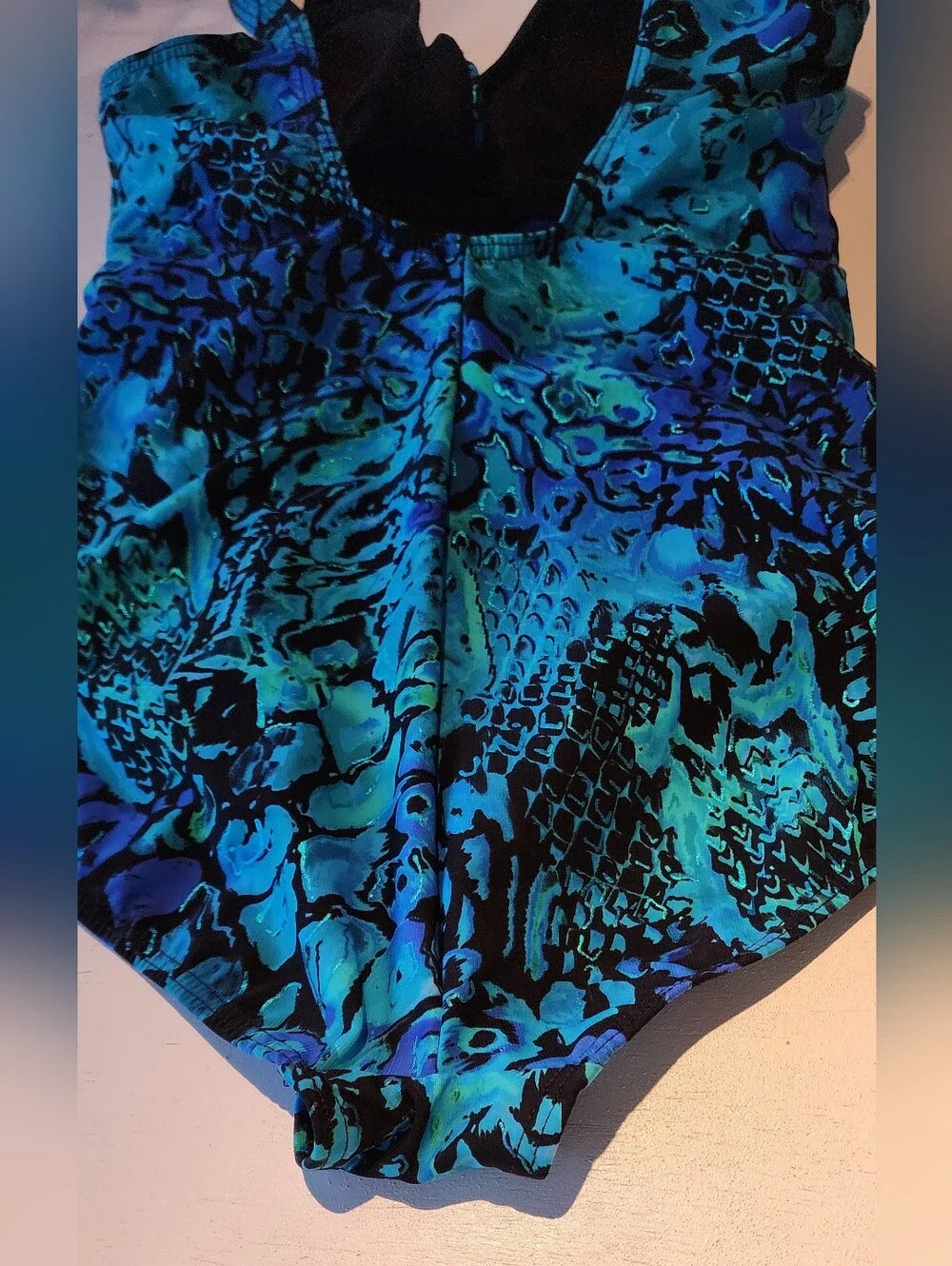 Miraclesuit Teal and Royal Blue Floral Surplice One-Piece Swimsuit